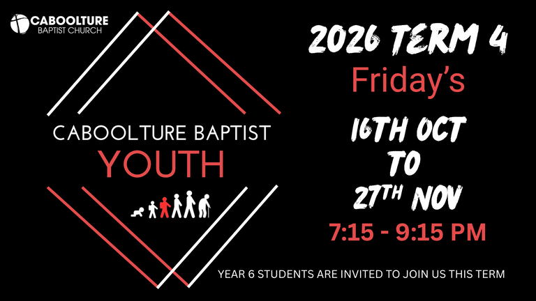 Term 4 flyer for 24 Seven Youth at Caboolture Baptist Church